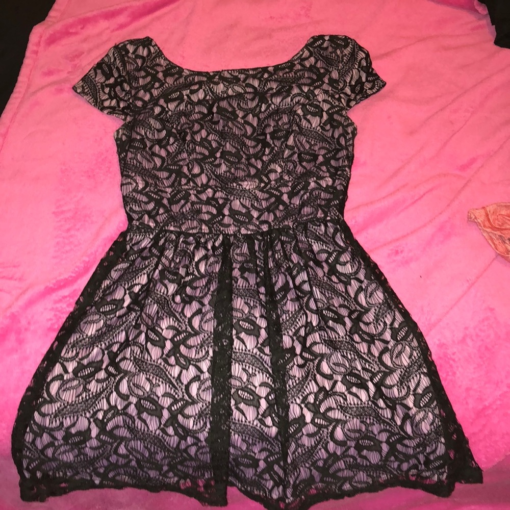 Purple dress with black lace